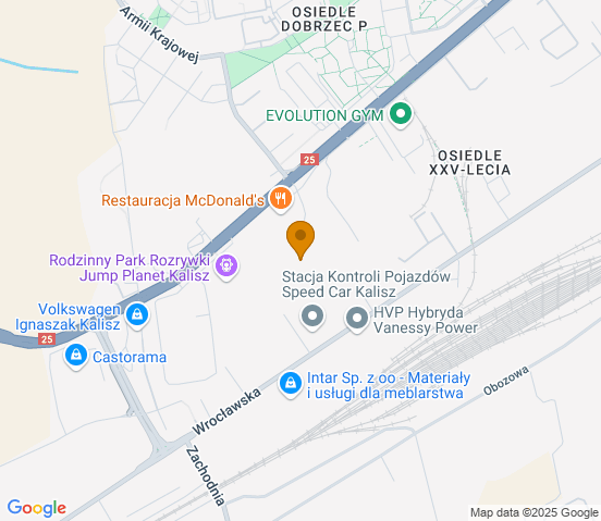 Mapa dojazdu do warsztatu samochodowego w miejscowości Kalisz