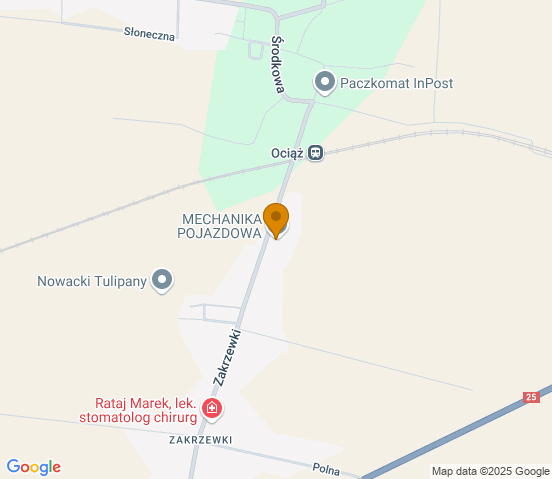 Mapa dojazdu do warsztatu samochodowego w miejscowości Ociąż