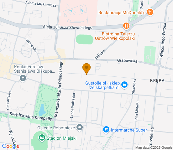 Mapa dojazdu do warsztatu samochodowego w miejscowości Ostrów Wielkopolski