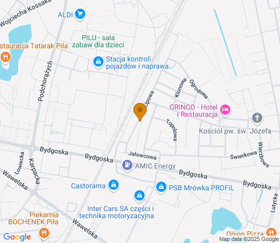 Mapa dojazdu do warsztatu samochodowego w miejscowości Piła