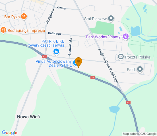 Mapa dojazdu do warsztatu samochodowego w miejscowości Pleszew