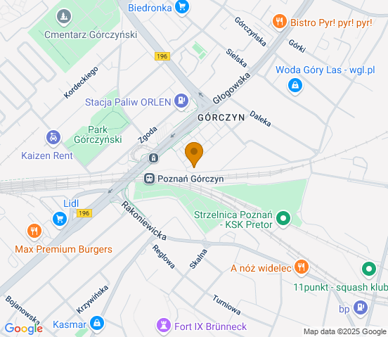 Mapa dojazdu do warsztatu samochodowego w miejscowości Poznań