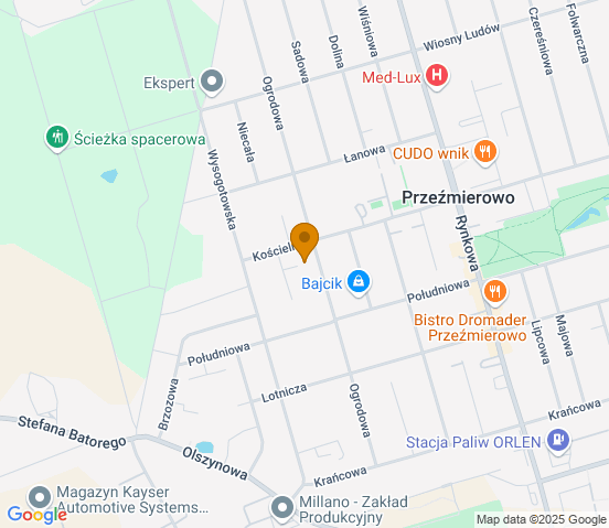 Mapa dojazdu do warsztatu samochodowego w miejscowości Przeźmierowo