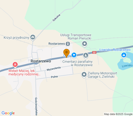 Mapa dojazdu do warsztatu samochodowego w miejscowości Rostarzewo