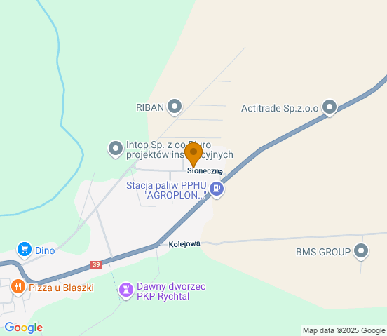 Mapa dojazdu do warsztatu samochodowego w miejscowości Rychtal