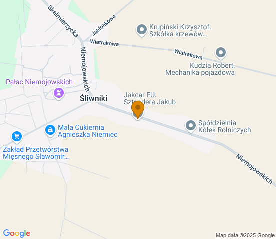 Mapa dojazdu do warsztatu samochodowego w miejscowości Śliwniki