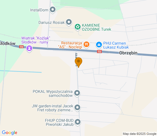 Mapa dojazdu do warsztatu samochodowego w miejscowości Słodków-Kolonia