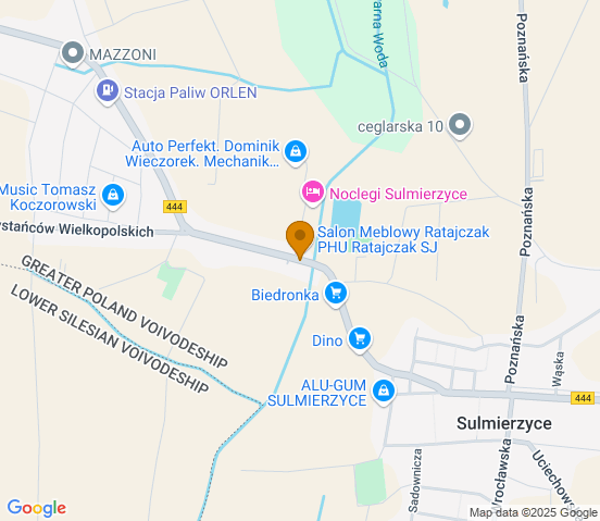Mapa dojazdu do warsztatu samochodowego w miejscowości Sulmierzyce