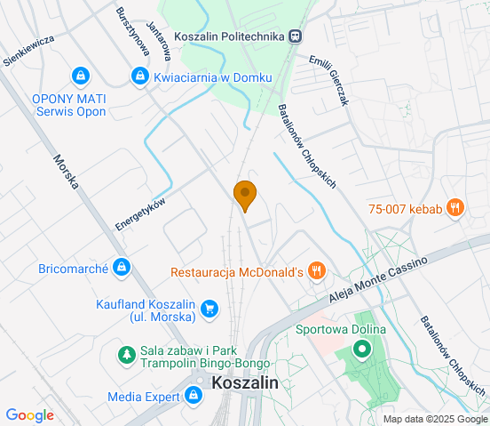 Mapa dojazdu do warsztatu samochodowego w miejscowości Koszalin