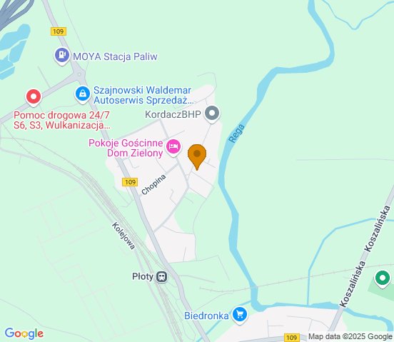 Mapa dojazdu do warsztatu samochodowego w miejscowości Płoty