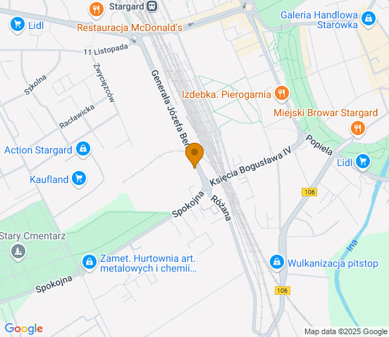 Mapa dojazdu do warsztatu samochodowego w miejscowości Stargard Szczeciński