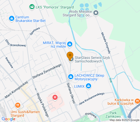 Mapa dojazdu do warsztatu samochodowego w miejscowości Stargard