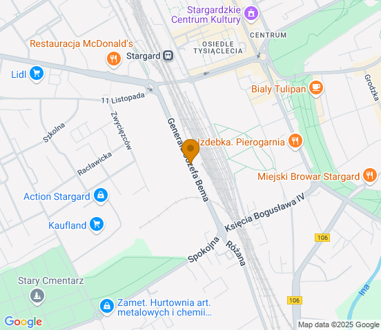 Mapa dojazdu do warsztatu samochodowego w miejscowości Stargard