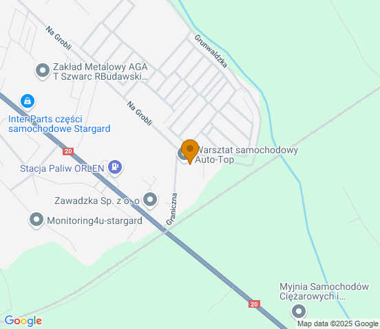 Mapa dojazdu do warsztatu samochodowego w miejscowości Stargard