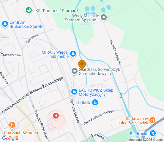 Mapa dojazdu do warsztatu samochodowego w miejscowości Stargard