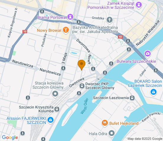 Mapa dojazdu do warsztatu samochodowego w miejscowości Szczecin